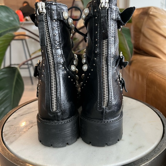 Zara Moto Boots w/ Faux Pearls & Studded Detail - Picture 7 of 7